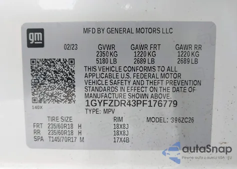 2023 Cadillac Xt4 Awd Premium Luxury z USA, uszkodzony, nr VIN 1GYFZDR43PF176779